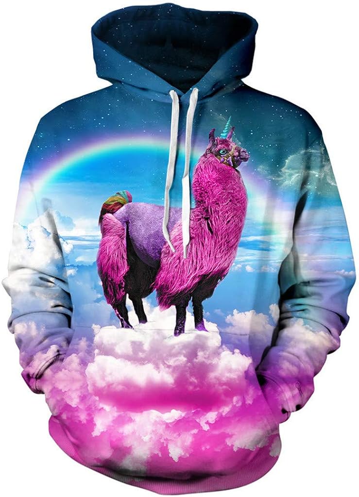 Alpaca GLUDEAR Men's Realistic 3D Digital Print Pullover Hoodie Hooded Sweatshirt