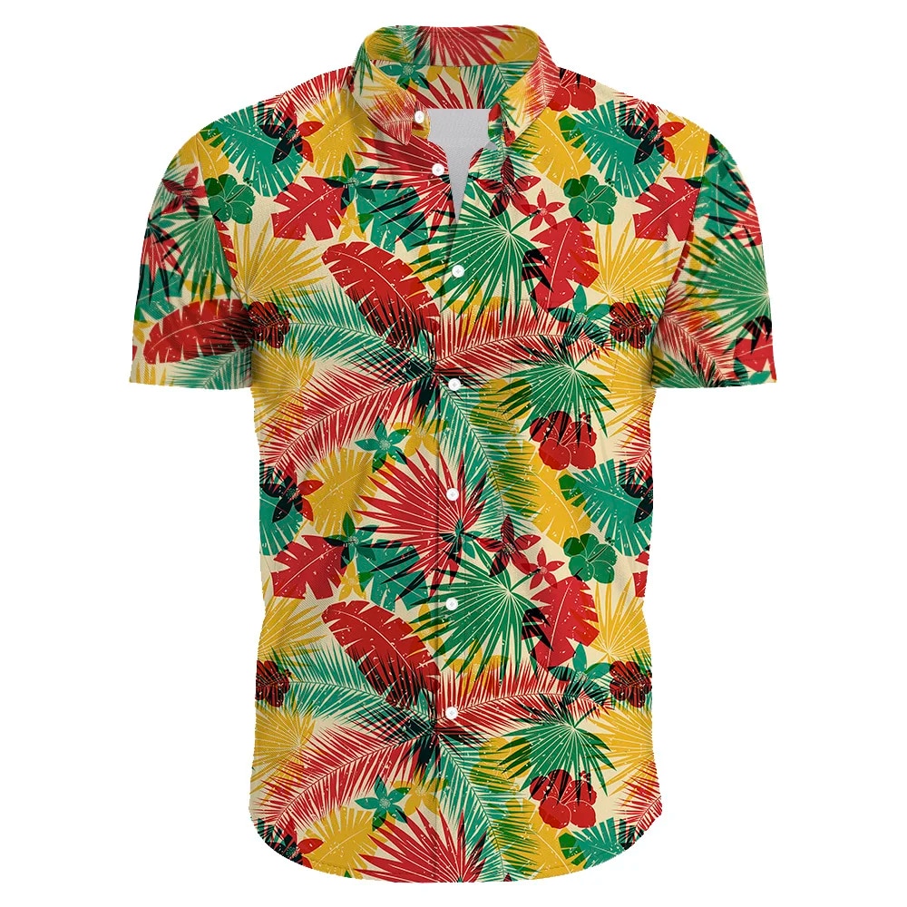 Hawaiian Flower Casual Men Shirts Print With Short Sleeve For Korean Fashion Clothing Costumes Oversized Tops Sale Floral<!-- --> 